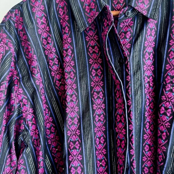 Liz Moody Black pink Embroidered Ethnic Long Sleeve Shirt XL - Picture 3 of 8